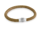 .925 Sterling Silver Mocha Stingray Leather Bracelet With Magnetic Lock, <b>size: Moc</b>