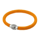 .925 Sterling Silver Orange Stingray Leather Bracelet With Magnetic Lock, <b>size: Org</b>