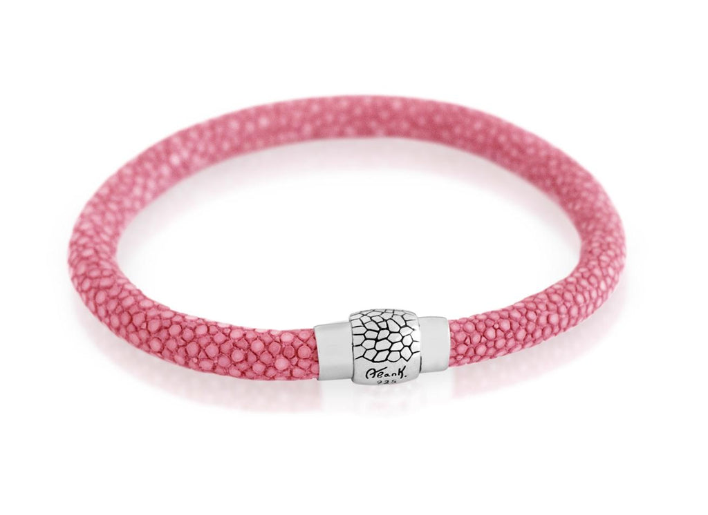 .925 Sterling Silver Hot Pink Stingray Leather Bracelet With Magnetic Lock, <b>size: Pnk</b>