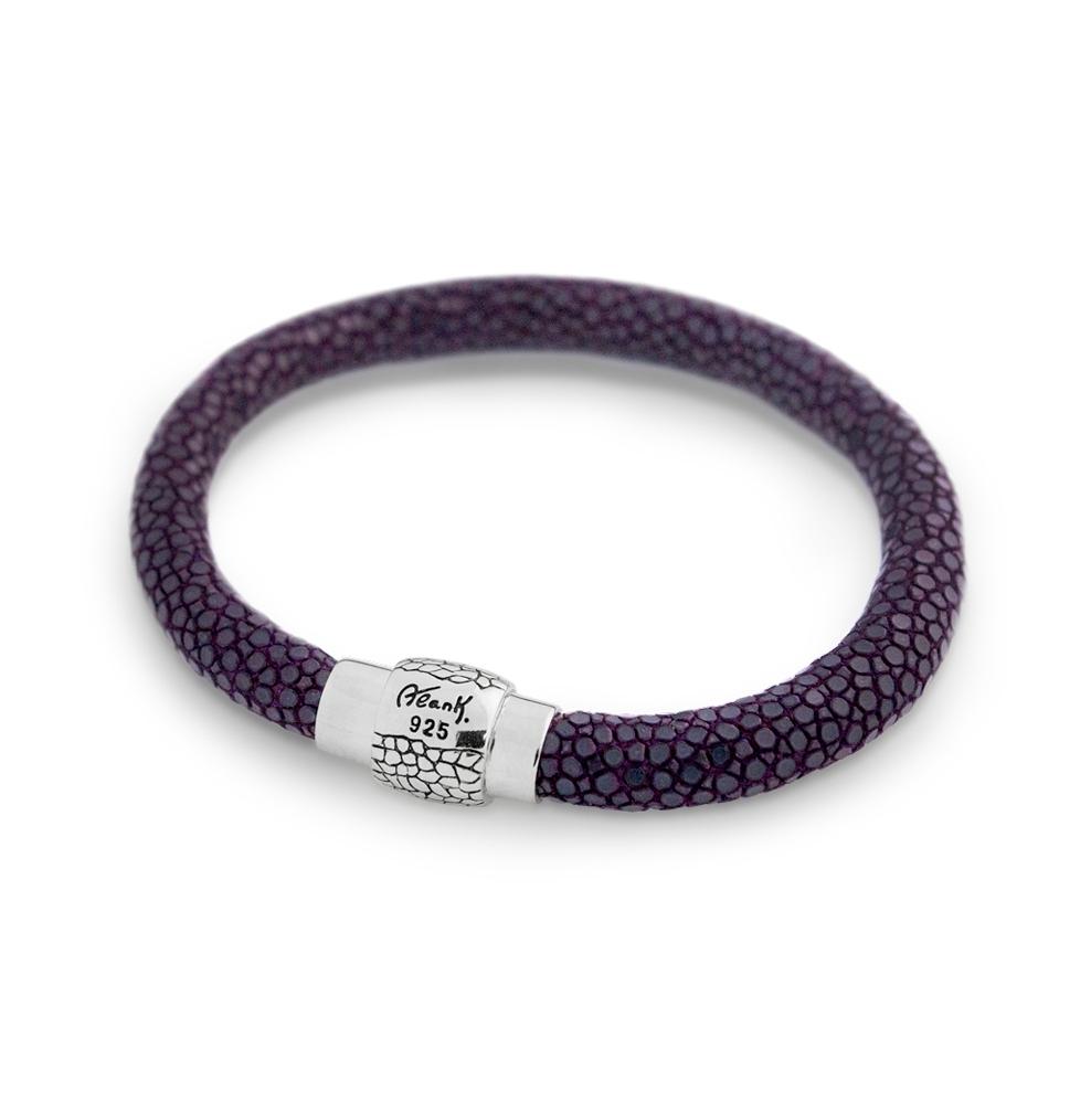 .925 Sterling Silver Purple Stingray Leather Bracelet With Magnetic Lock, <b>size: Pur</b>