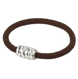 .925 Sterling Silver Stingray Brown String Design Bracelet, <b>size: Brn</b>