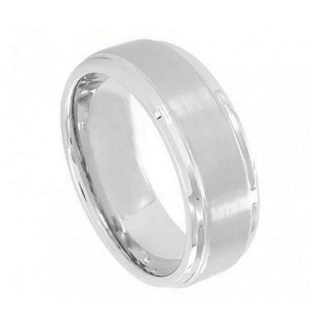 Cobalt Ring Flat Brushed Center Polished Shiny Edge 9mm, <b>size: 10</b>