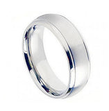 Cobalt Ring Brushed Center Shiny Grooved Edge 8mm, <b>size: 10</b>