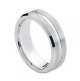 Cobalt Ring High Polish Beveled Edge, Brushed Grooved Center - 7mm, <b>size: 10</b>