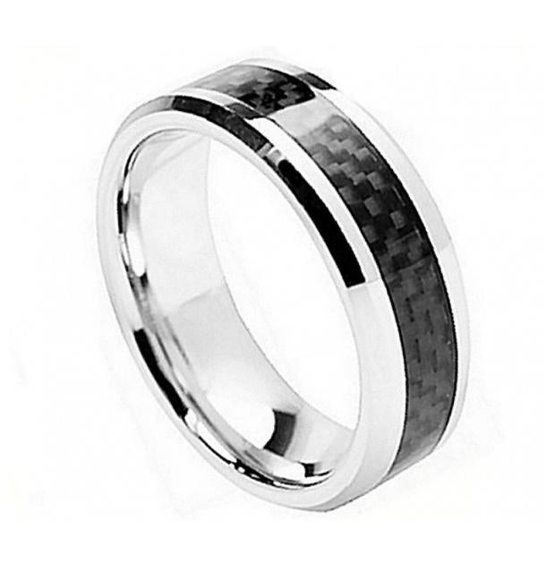 Cobalt Ring Beveled Edge With Black Carbon Fiber Inlay 8mm, <b>size: 10</b>