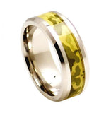 Cobalt Ring Beveled Edge Desert Storm Green Camouflage Inlay 8mm, <b>size: 10</b>