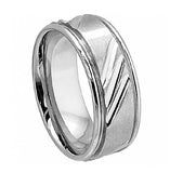 Cobalt Ring Shiny Grooved Edge Brushed Center With Multiple 3-diagonal Notches 9mm, <b>size: 10.5</b>