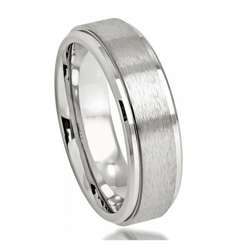 Cobalt Ring Brushed Center High Polished Stepped Edge 7mm, <b>size: 10</b>