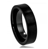 Cobalt Ring Black Enamel Plated Flat Brushed Pipe Cut 6mm, <b>size: 10</b>