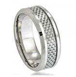 Cobalt Ring Grey Carbon Fiber Inlay Low Beveled Edge 8mm, <b>size: 10</b>