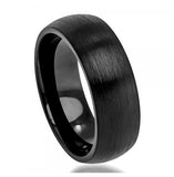 Colbalt Ring Black Enamel Plated Brushed Classic Domed Wedding Band Ring 8mm, <b>size: 10</b>