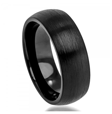 Colbalt Ring Black Enamel Plated Brushed Classic Domed Wedding Band Ring 8mm, <b>size: 10</b>