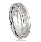 Cobalt Ring High Polished Stepped Edge Laser Engraved Celtic Design 6mm, <b>size: 10</b>