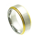 Cobalt Ring Yellow Gold Plated Shiny Edge & Brushed Un-plated Center 8mm, <b>size: 10</b>