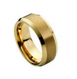 Cobalt Ring Brush Polished Gold Plated Center & Shiny Beveled Edge 8mm, <b>size: 10</b>