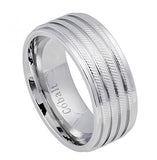 High Polished Multi-grooved Cobalt Ring With Slanted Pattern Design - 9mm, <b>size: 10</b>