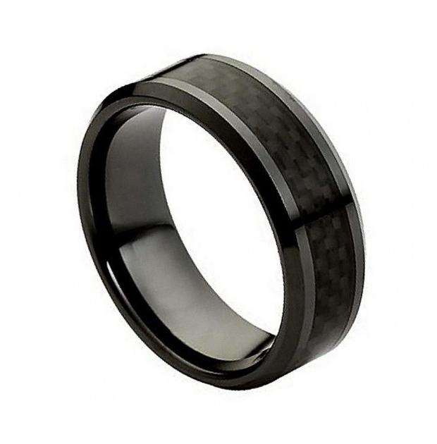 Ceramic Ring With Black Carbon Fiber Inlay 8mm, <b>size: 10</b>