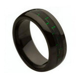 Ceramic Ring With Green & Black Carbon Fiber Inlay 8mm, <b>size: 10</b>