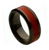 Ceramic Ring With Red Carbon Fiber Inlay 8mm, <b>size: 10</b>