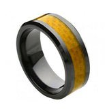 Ceramic Ring With Yellow Carbon Fiber Inlay, <b>size: 10</b>