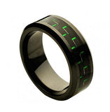 Ceramic Ring With Green & Black Carbon Fiber Inlay 8mm, <b>size: 10</b>