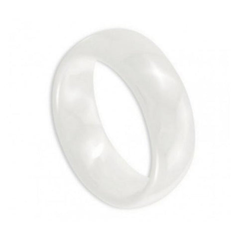 White Ceramic Domed Ring High Polished 7mm, <b>size: 10</b>