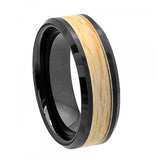 Flat Black Ceramic High Polish With Maple Veneer Tone Inlay Beveled Edge 8mm, <b>size: 10</b>