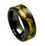 Black Ceramic Beveled Edge Army Green Camouflage Inlay 8mm, <b>size: 10</b>