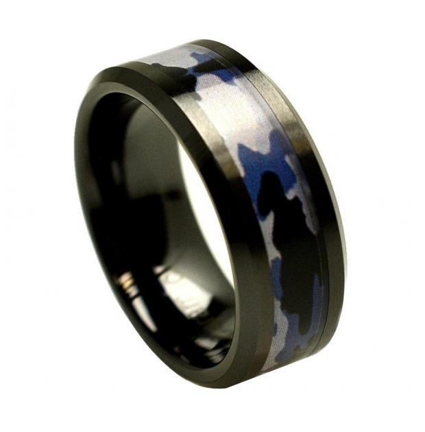 Black Ceramic Beveled Edge Purple Gray Camouflage Inlay 8mm, <b>size: 10</b>