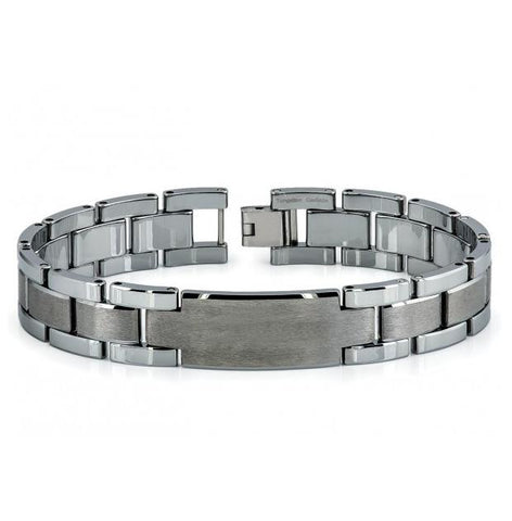 Tungsten Carbide Brushed And High Polished Designer Id Bracelet