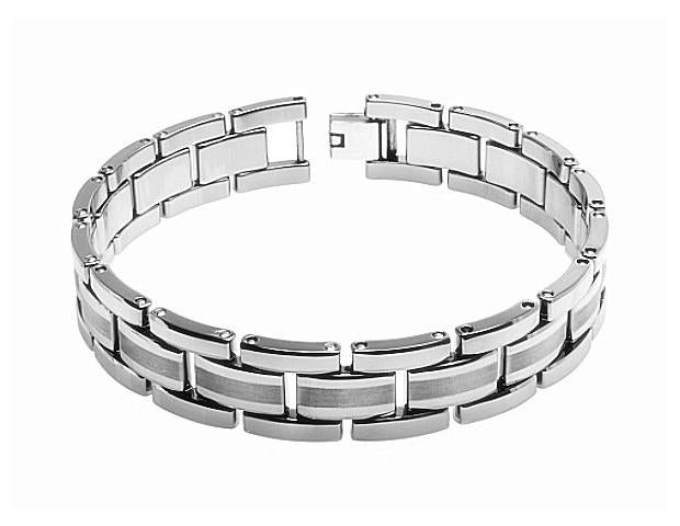 Tungsten Carbide High Polished With Brushed Center Designer Men's Bracelet