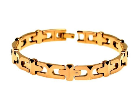 Rose-gold Plated Tungsten Carbide High Polish H-link Bracelet