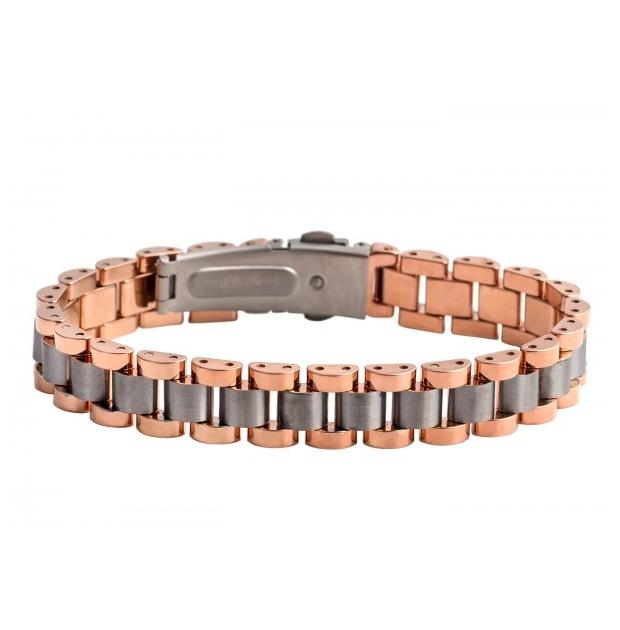 Rose Gold Plated High Polished And Brushed Tungsten Carbide Bracelet