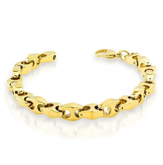 High Polish Yellow Gold Plated Tungsten Carbide Chain Link Designer Bracelet