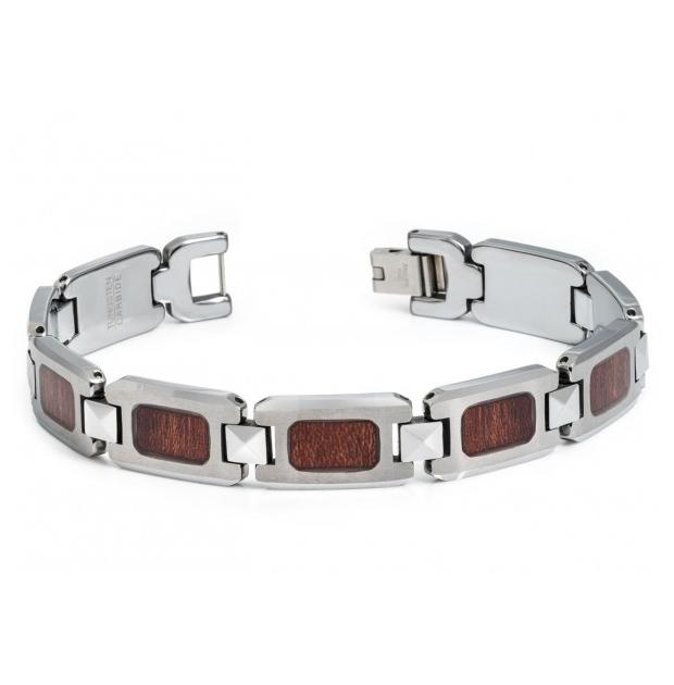 High Polished Tungsten Carbide Bracelet With Hawaiian Koa Wood Inlay