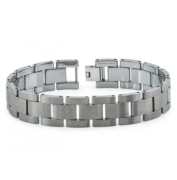 Brushed Finish Tungsten Carbide Link Bracelet