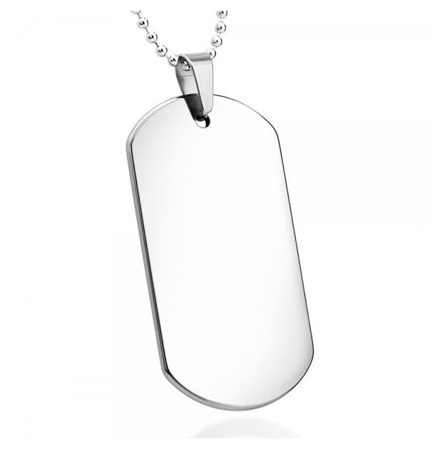 High Polish Gun Metal Tungsten Carbide Dog Tag Pendant