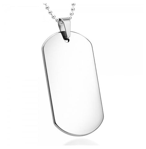 High Polish Gun Metal Tungsten Carbide Dog Tag Pendant