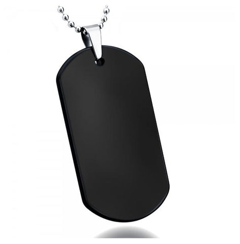 High Polish Black Enamel Plated Tungsten Carbide Dog Tag Pendant