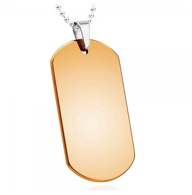 High Polish Rose Gold Plated Tungsten Carbide Dog Tag Pendant