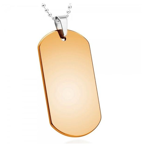 High Polish Rose Gold Plated Tungsten Carbide Dog Tag Pendant