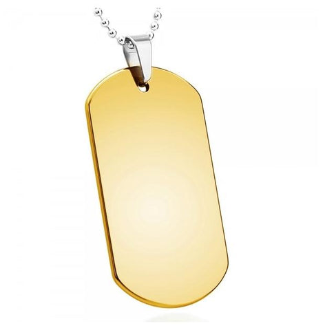 High Polish Yellow Gold Plated Tungsten Carbide Dog Tag Pendant