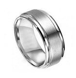 Titanium Ring Flat Brushed Center Polished Shiny Edge 8mm, <b>size: 10.5</b>