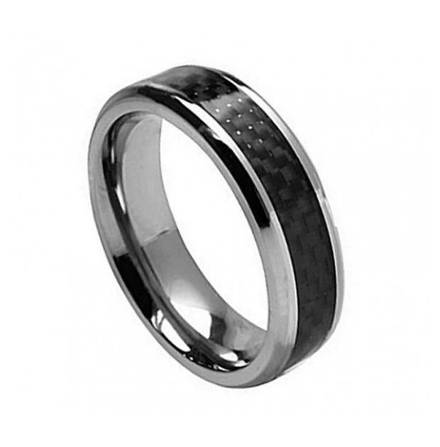 Titanium Ring With Black Carbon Fiber Inlay 7mm, <b>size: 10</b>