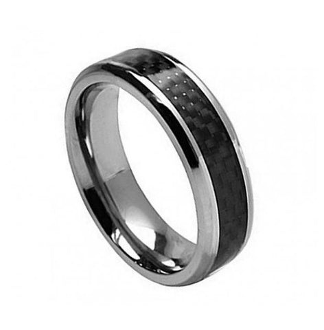 Titanium Ring With Black Carbon Fiber Inlay 7mm, <b>size: 10</b>