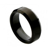 Black Enamel Plated Titanium E Ring Brushed Center Beveled Edge 8mm, <b>size: 10</b>