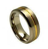 Titanium Ring Two-toned Grooved Center Beveled Edge 8mm, <b>size: 10</b>