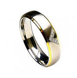 Titanium Ring Two-toned With 7 Round-cut Cubic Zirconia 6mm, <b>size: 10</b>