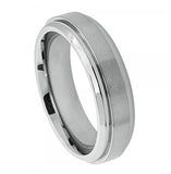 Titanium Ring Raised Brushed Center Stepped Edge - 6mm, <b>size: 10</b>