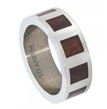 Titanium Ring Flat With Square Hawaiian Koa Rosewood Inlay - 8mm, <b>size: 10</b>